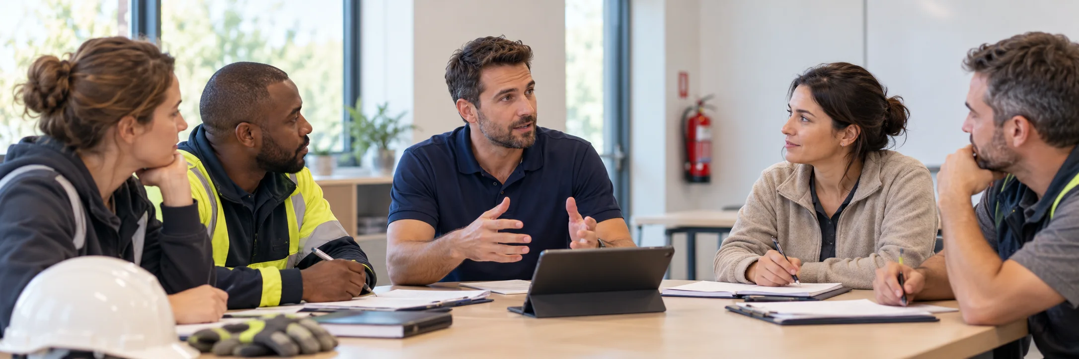 Illustration d’une session de formation avec un formateur et des professionnels